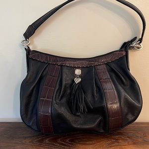 Brighton Bag, Black and Brown with Shoulder Strap.
